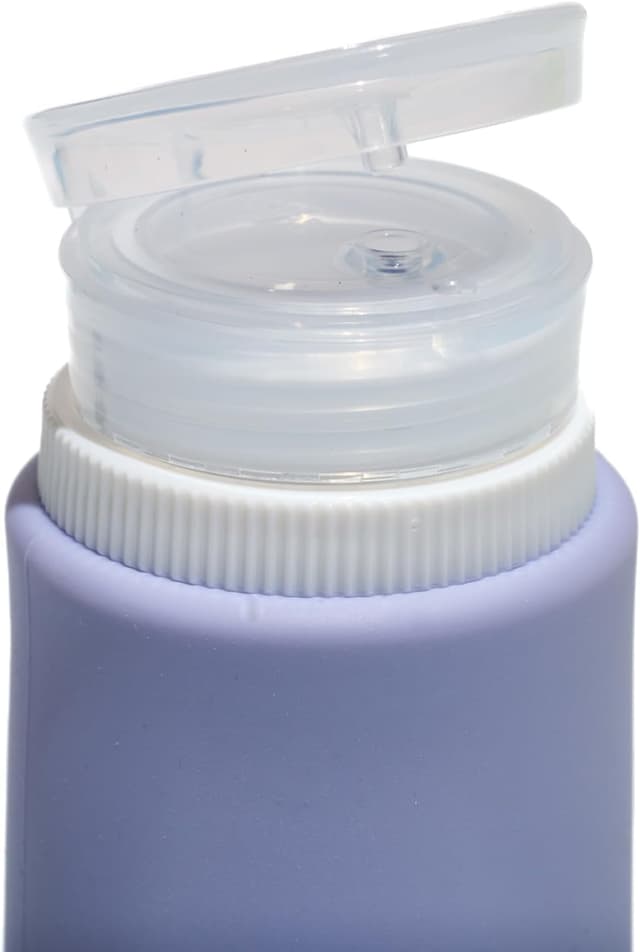 Detalle de Muitomas set flaconi da viaggio in silicone con custodia trasparente (3 bottiglie) da 98 ml, colore lilla