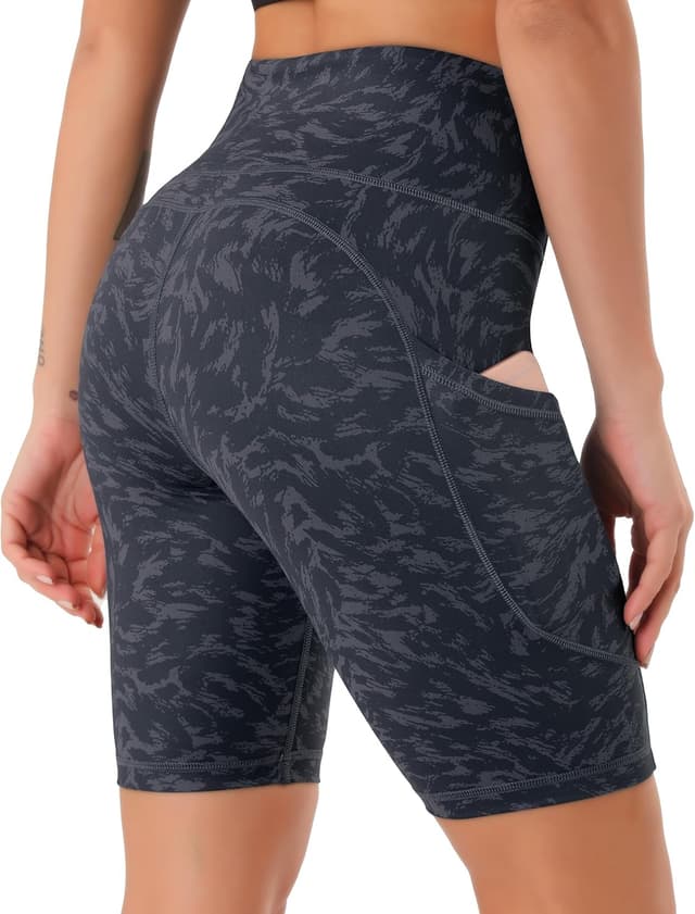 Detalle de JOYSPELS Cycling Shorts for Women with Side Pockets – High-Rise Gym, Running & Yoga Shorts