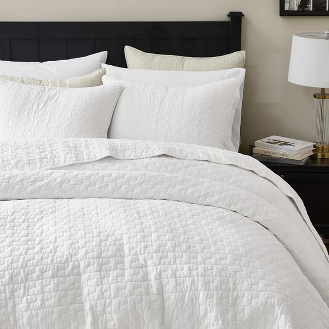 Detalle de palassio White 100% Cotton Quilt Queen Bedding Set (3-Piece) with 2 Pillow Shams