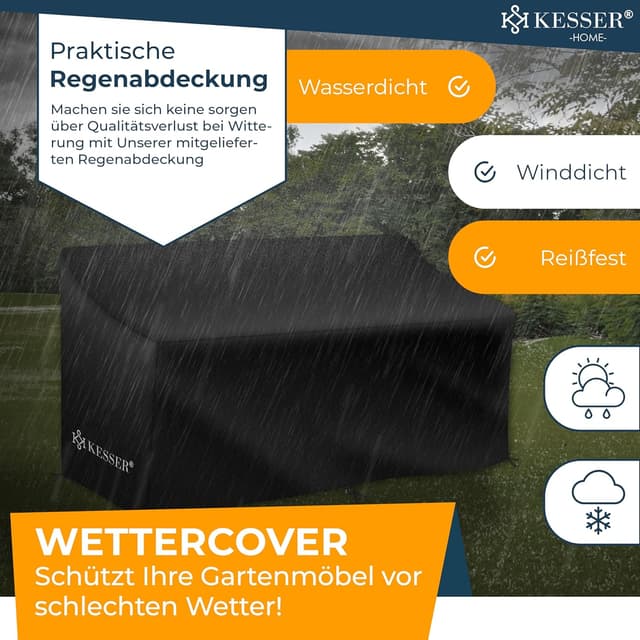 Thumbnail 6 de KESSER Polyrattan Gartenbank 2-Sitzer Tisch 143×63×88 cm Grau