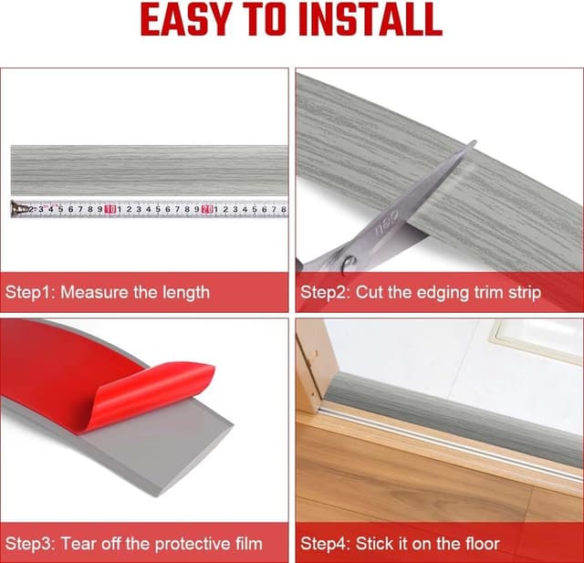 Detalle de Flintronic 3M Laminate Flooring Threshold Strip (PVC) – 4cm Self-Adhesive Floor Divider for Floor Gaps