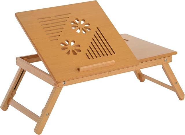 Detalle de HOMCOM Table de lit bambou inclinable 55x35 cm
