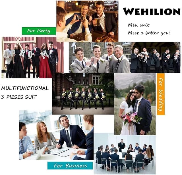 Detalle de Orange Slim Fit 3-Piece Men’s Suit for Groomsmen (Notched Lapel Jacket + Vest + Pants)