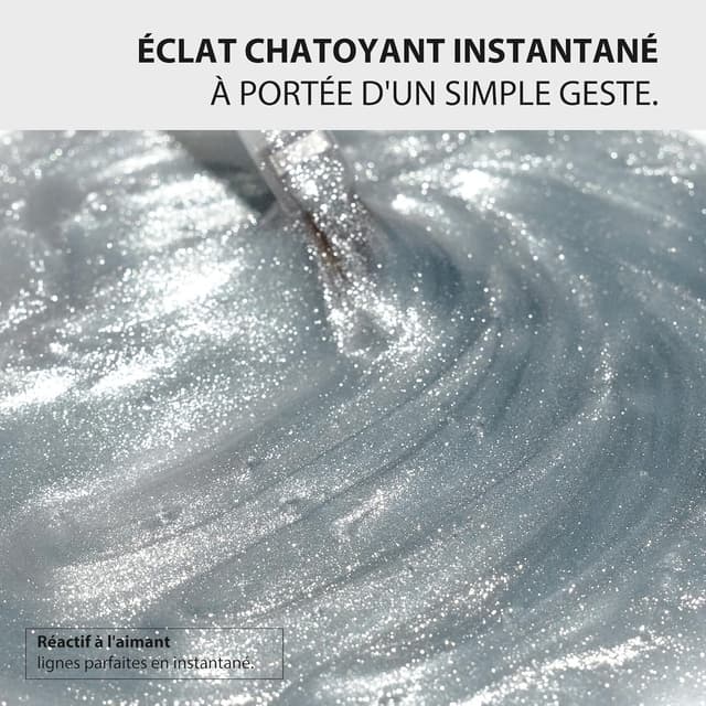 Detalle de Kit gel HALMAI OneCoat Cat Eye argenté avec aimant 5 en 1 (base, couleur, builder, renfort, top coat)