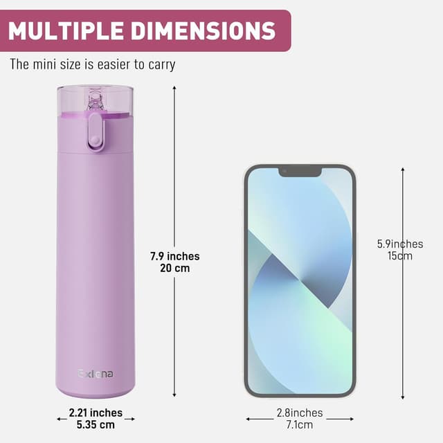 Detalle de Exllena Small Water Bottle 270ml with Straw (Pink) – Leak-Proof 1-Hand Flask