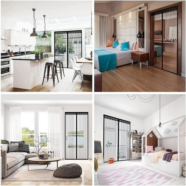 Detalle de DIKER Zanzariera magnetica per porte 100×210 cm (Nero) con chiusura automatica a calamite