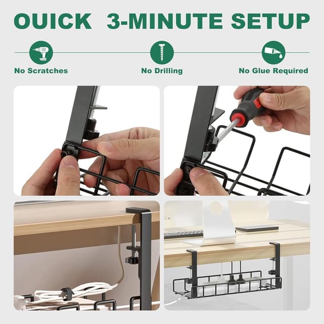 Thumbnail 6 de Kabelkanal Schreibtisch klemmbar ohne Bohren