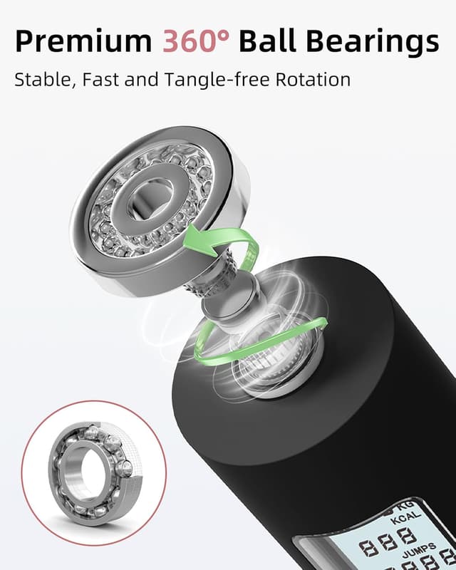 Detalle 2 de YOTTOY skipping rope for adults with LCD display – cordless counter jump rope with large ball-weight design