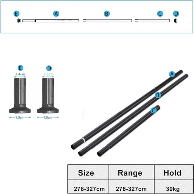 Detalle 2 de Tringle à rideau extensible 32 mm 278-327 cm