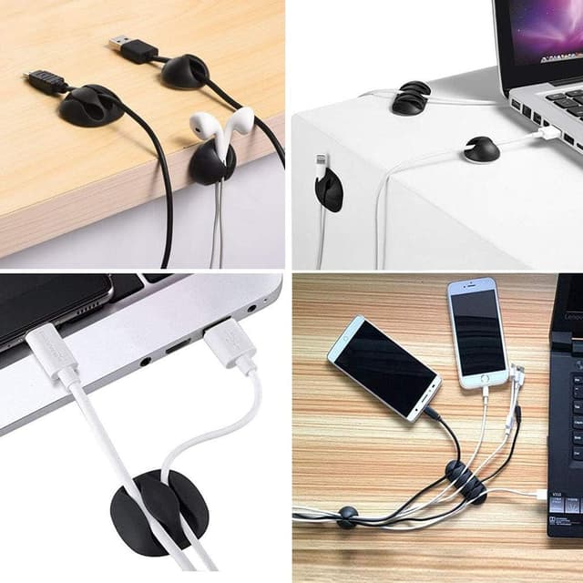 Detalle de URAQT Cable Clips Holders (20 pcs) for Desktop & Home Office Cable Management, Black