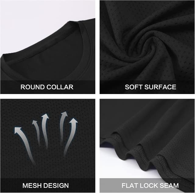 Detalle de MEETWEE Sportshirt Herren – kurzärmeliges Mesh-Laufshirt mit 4-Wege-Stretch