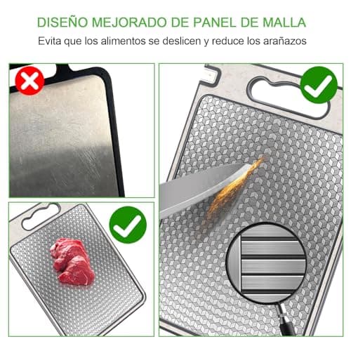 Detalle 2 de Tabla de Cortar Dictien de acero inoxidable doble cara (36 x 25 cm), sin BPA