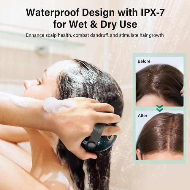 Detalle 2 de arboleaf Head Massager Scalp – IPX7 waterproof electric scalp massager with 8 removable silicone claws and 3 modes