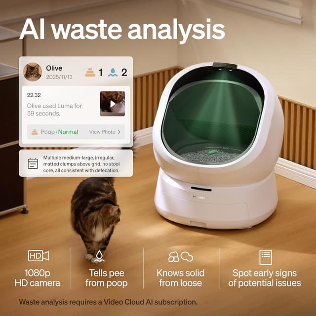 Detalle 2 de PETLIBRO Automatic Litter Box with AI-Camera Waste Analysis (Luma Smart) — Odor Control, Multi-Cat Recognition, Safety Sensors