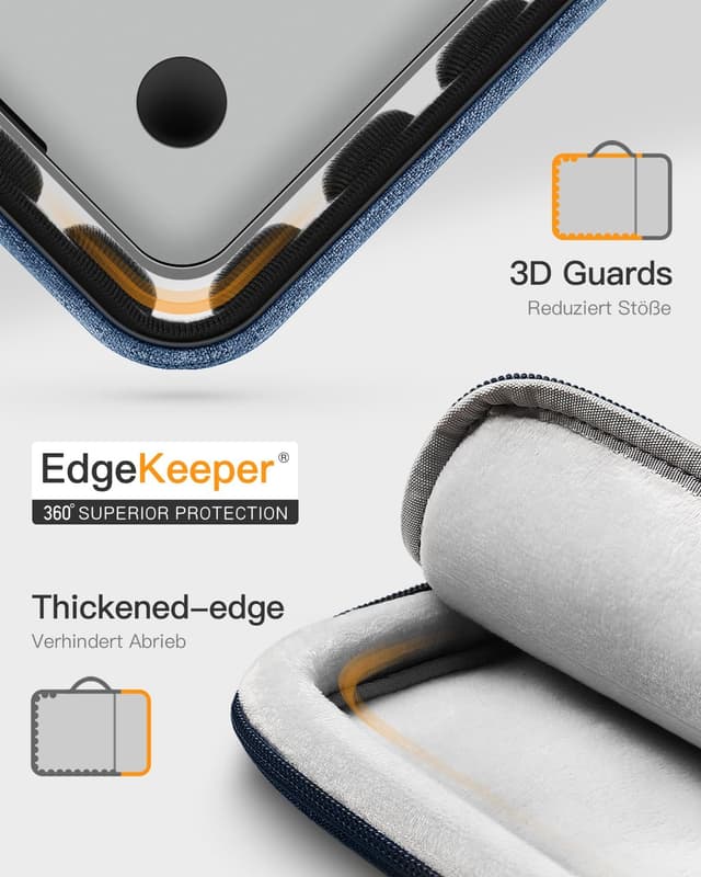 Detalle de Inateck 360° Rundumschutz Laptoptasche für MacBook Air 13 & MacBook Pro 13 (kompatibel, 32,5 x 23,5 x 3 cm)