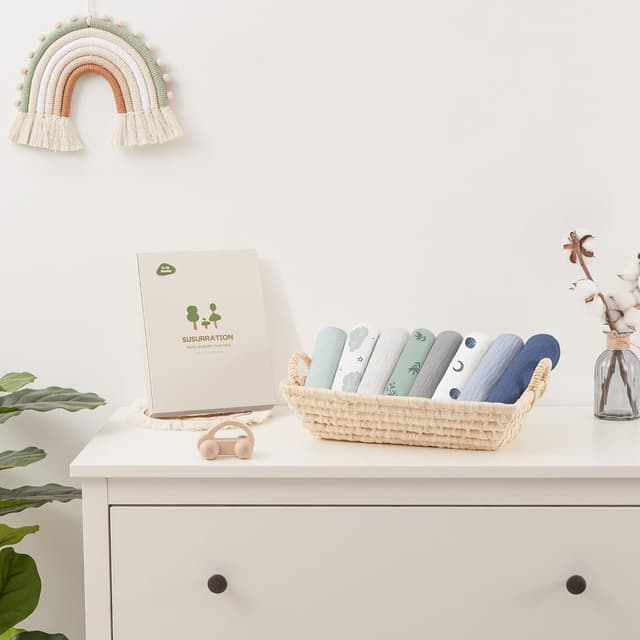 Thumbnail 6 de Susurration 8-Pack 100% Cotton Muslin Cloths (60 x 60 cm) for Newborn Burping & Swaddling