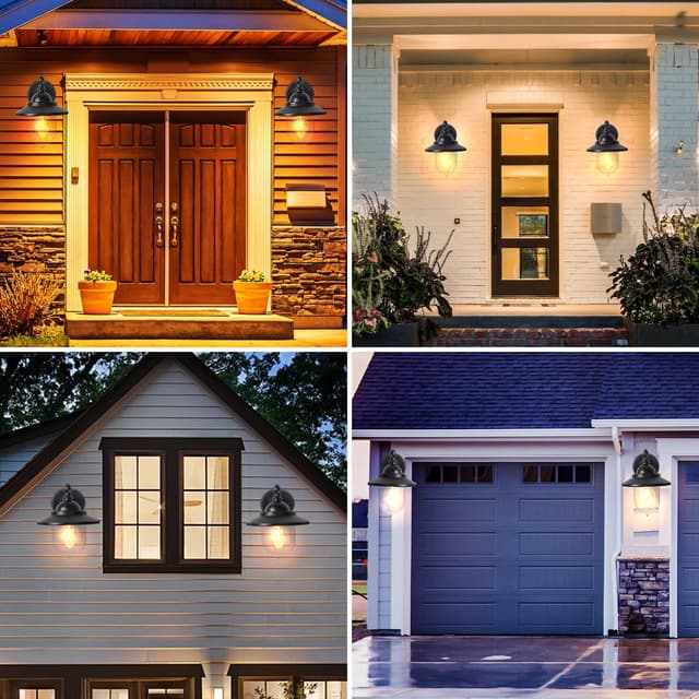 Thumbnail 6 de EBION Coach Lantern Outdoor Wall Lights – Traditional vintage retro black coach lantern wall lamps (bulbs not included)