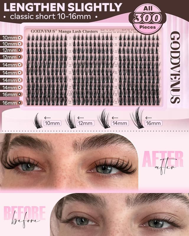 Detalle de Goddvenus Manga Lash Clusters Kit (Natural) — 300-Piece Wispy Cluster Eyelash Extensions Set