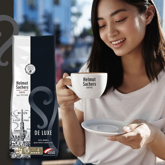 Detalle 2 de Helmut Sachers Kaffee De Luxe Intensität 4/5 – 100% Arabica ganze Bohnen (500 g)