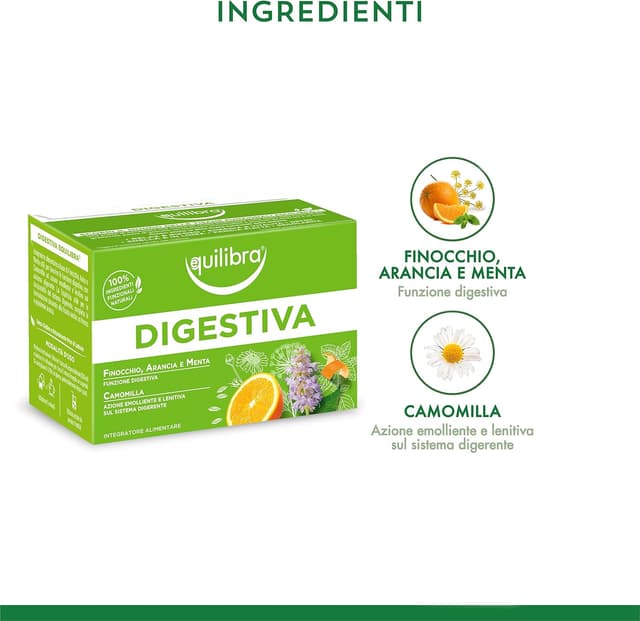 Detalle de Equilibra Integratori Alimentari Tisane digestiva alle erbe (finocchio, anice e menta), 3 confezioni da 15 filtri