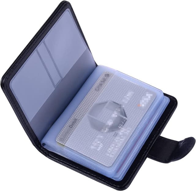 Detalle de wisdompro RFID Credit Card Holder (20-card slot) with magnetic close – PU leather vertical wallet case