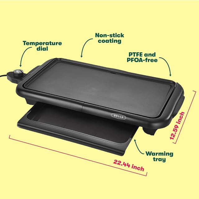 Thumbnail 3 de bella Electric Griddle with Warming Tray