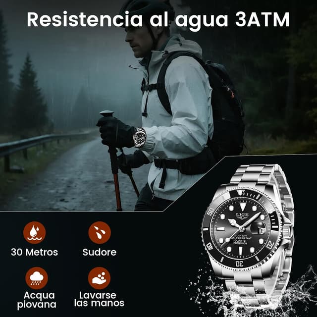 Thumbnail 3 de LIGE Reloj Hombre Cronógrafo 3ATM 📷