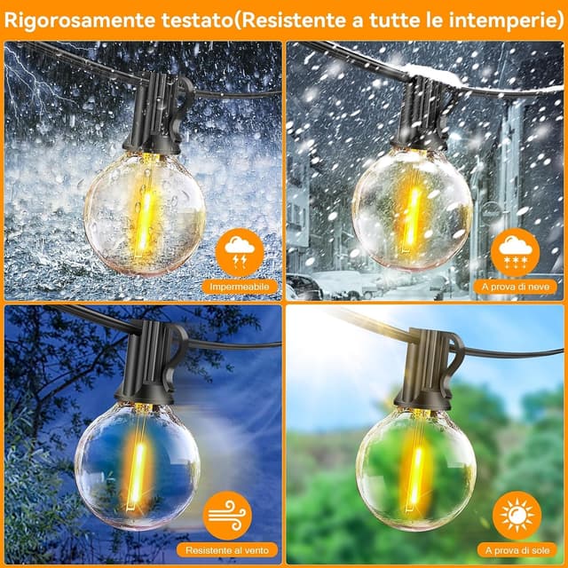 Detalle 2 de Light-Brightly Luci da catena luminosa da esterno 30 m con telecomando