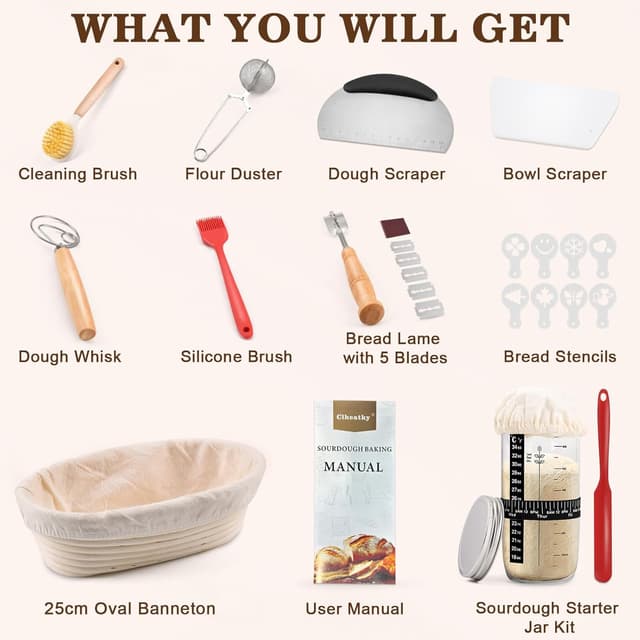 Detalle 2 de Clheatky Sourdough Starter Set Complete Kit 11 Pcs