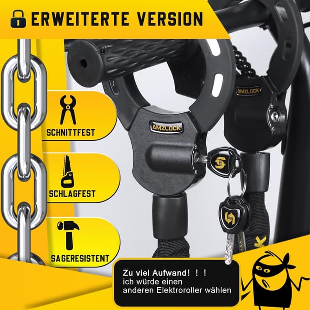 Detalle de AMZLOCK E Scooter Schloss 8 mm Kette