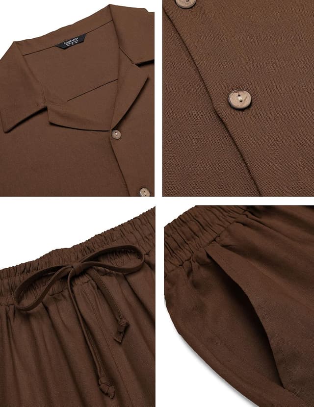 Detalle 1 de COOFANDY Linen Beach Set 2 Piece