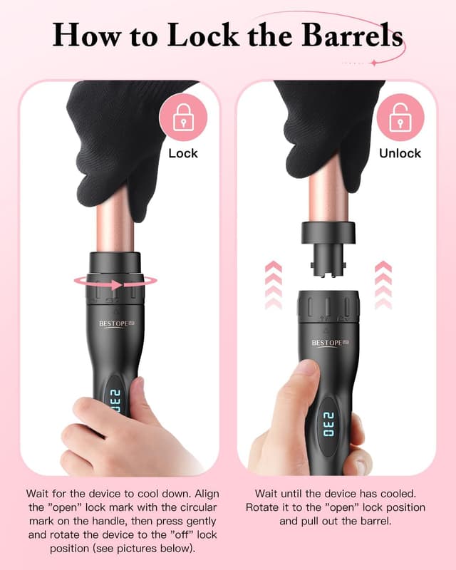 Thumbnail 6 de BESTOPE PRO Lockenstab 5‑in‑1 Set, 3 Fässer 🎀