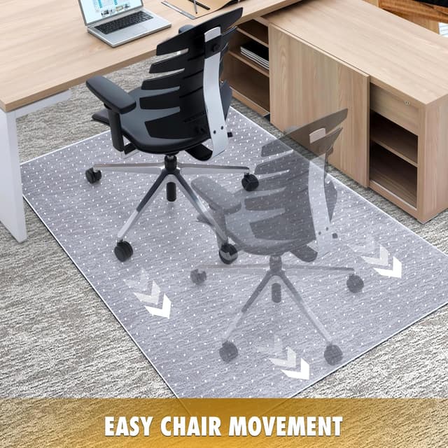 Detalle de BesWin Office Chair Mat for Carpet (91 x 122 cm) – Transparent heavy-duty non-slip protector