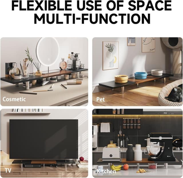 Thumbnail 4 de Fenge Grand support pour écran 100 cm Dual Monitor Stands Riser avec hauteur réglable