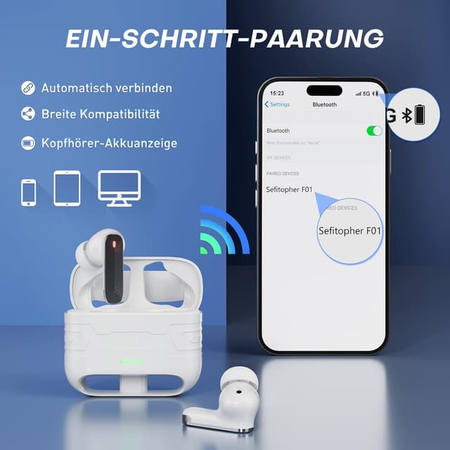 Thumbnail 6 de Sefitopher Bluetooth 6.0 In-Ear-Kopfhörer mit ANC & ENC, kabellos, 3,8 g, bis zu 24 Std. Akku