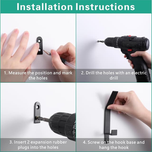 Thumbnail 6 de Kssvzz Kleiderhaken Wand 6 Stück Schwarz