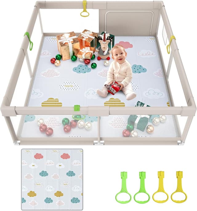 Imagen de UANLAUO 150x150 cm parc et tapis bébé 🎠 en OfertitasTOP