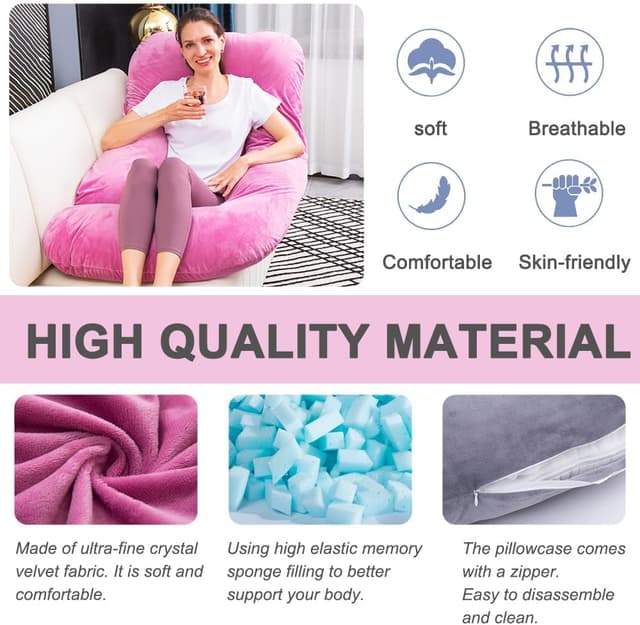 Detalle 2 de TaiBest Schwangerschaftskissen aus geschreddertem Memory-Schaum (U-Form) – Bauchunterstützung für die Schwangerschaft
