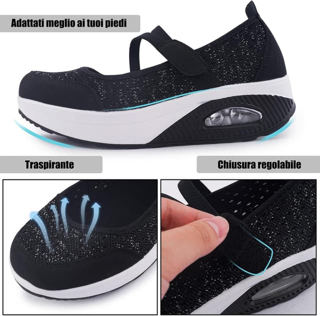 Detalle de Git-up Scarpe da passeggio donna con chiusura regolabile e suola con cuscino d’aria