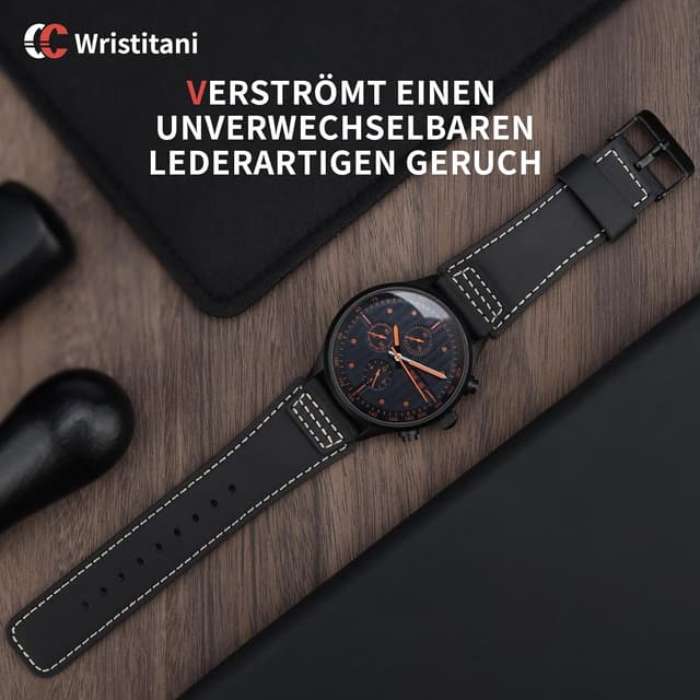 Detalle de Wristitani Echtleder-Uhrenarmband (22/20 mm) mit 9 Lochpositionen – kompatibel mit Galaxy Watch 7/6/5/4
