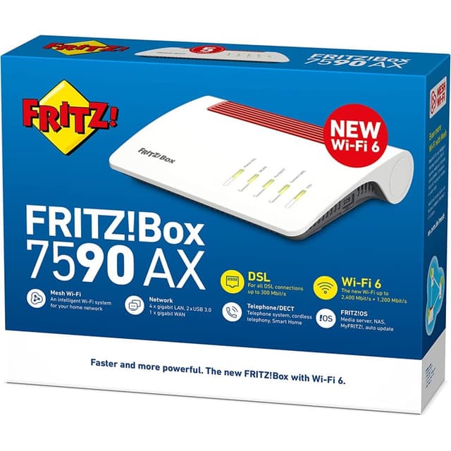 Detalle 2 de AVM Fritz! Box 7590 AX Router WiFi Mesh 2.400 Mbps