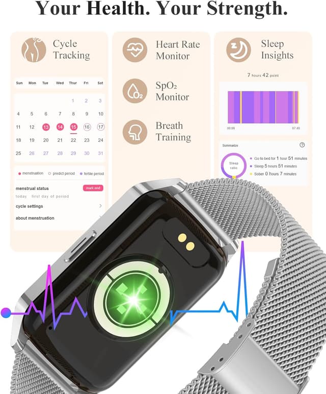 Detalle de Paybay Fitness Tracker Watch (Classic, Silver) – IP68 Waterproof activity tracker with sleep monitoring and 110+ sports modes, 1.57-inch HD