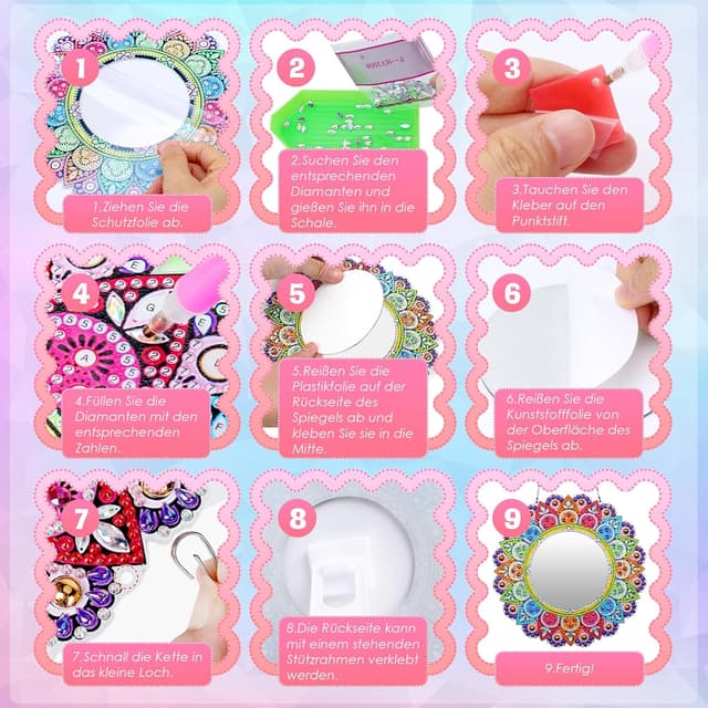 Thumbnail 1 de Geschenk Diamond Painting Spiegel für Mädchen 6–12