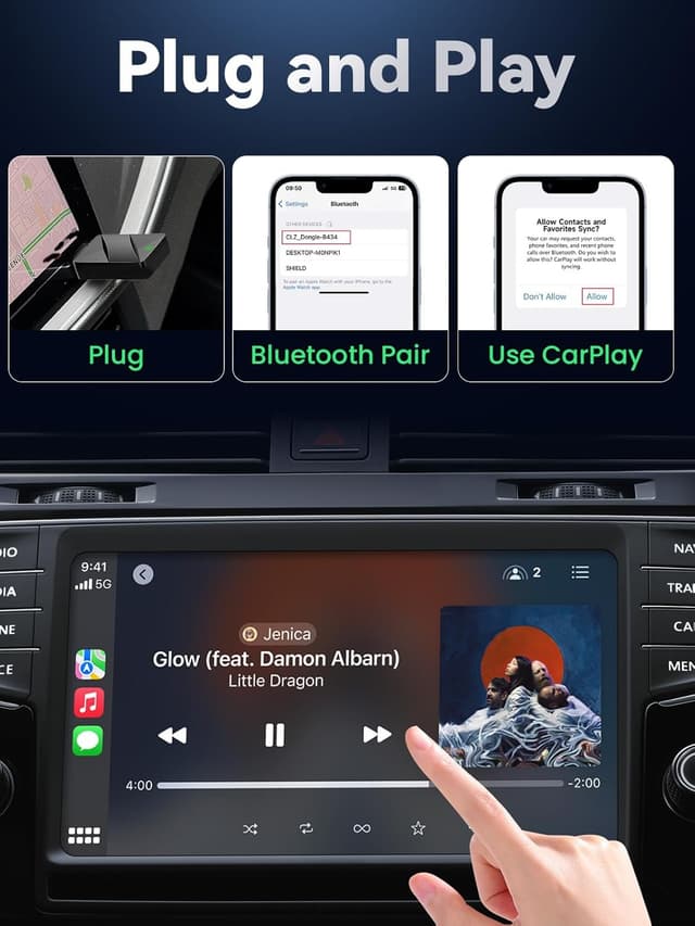 Detalle de TINAZEOK T1 Ultra-Compact Wireless CarPlay Adapter (convert wired to wireless)