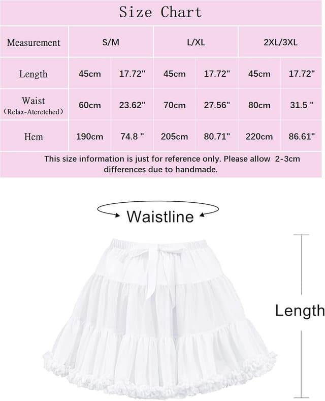 Detalle 2 de Wikoan Jupon sous robe années 50 A-line en tulle (polyester) pour look rockabilly, mariage et soirées