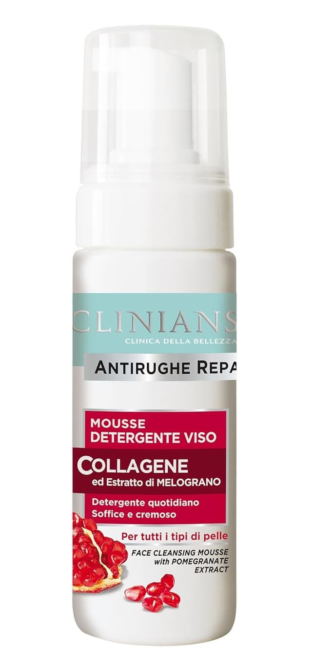 Detalle 1 de CLINIANS Anti-Wrinkle Repair Cleansing Mousse (150 ml) – sanfter Gesichtsreiniger mit Kollagen & Granatapfel-Extrakt