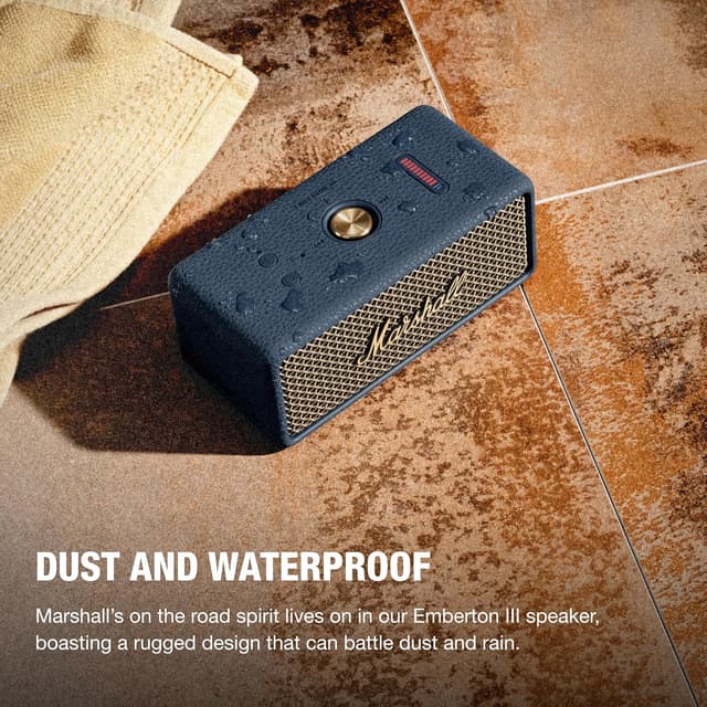 Detalle de Marshall Emberton III Portable Bluetooth Speaker (IP67, 32+ Hr Playtime) — Midnight Blue