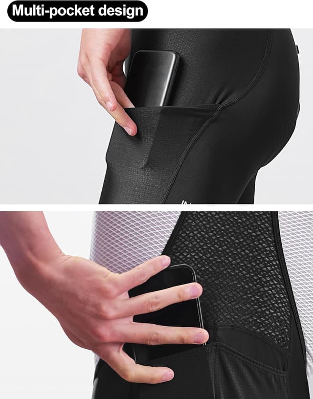 Detalle de INBIKE Herren Fahrrad-Bib-Shorts Sommer Trägerhose mit Sitzpolster und Taschen