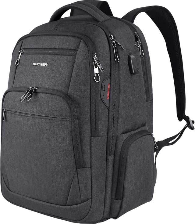 Detalle de KROSER School Laptop Backpack (up to 17.3 inch) with USB charging port, headphone interface and RFID pockets