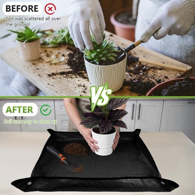 Detalle de AOOWU Tapis de jardinage imperméable 2 pièces 100×100 cm (PE), pour rempotage et plantation